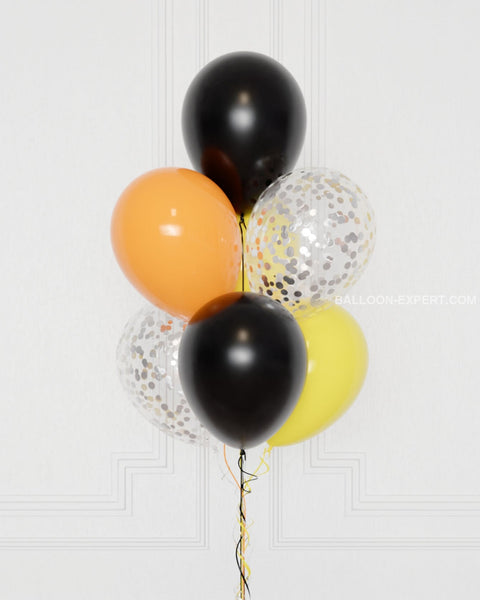 Construction Confetti Balloon Bouquet, 7 Balloons, Helium Inflated, Close-up image