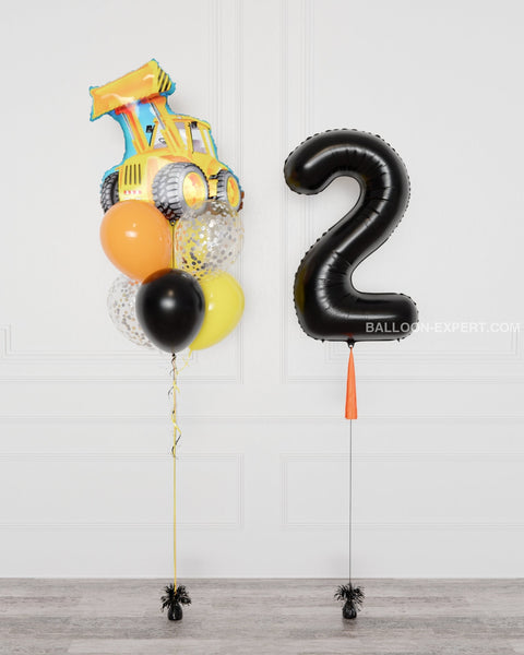 Construction Supershape Confetti Balloon Bouquet and Number Balloon