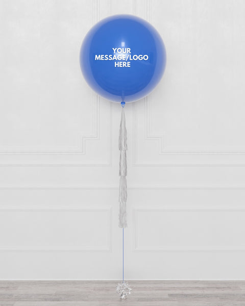 Custom Logo Jumbo Balloon with Tassels, for corporate events, sold by Balloon Expert