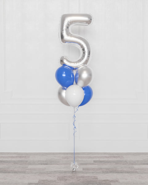 Custom Number Balloon Bouquet, 7 Balloons, helium-inflated