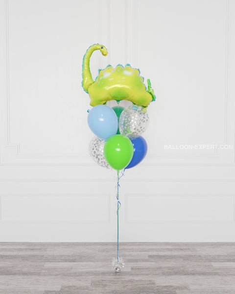 Dinosaur, Supershape Confetti Balloon Bouquet, 7 balloons, full image