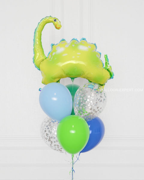 Dinosaur, Supershape Confetti Balloon Bouquet, 7 ballons, close up image