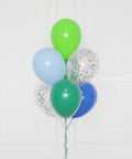 Dinosaur Confetti Balloon Bouquet, 7 Balloons, Helium Inflated, Close-up Image