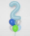 Dinosaur Number Confetti Balloon Bouquet, 7 Balloons, close up image, sold by Balloon Expert