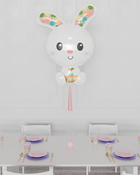 Easter Bunny Supershape Balloon with Tassel, Helium Inflated