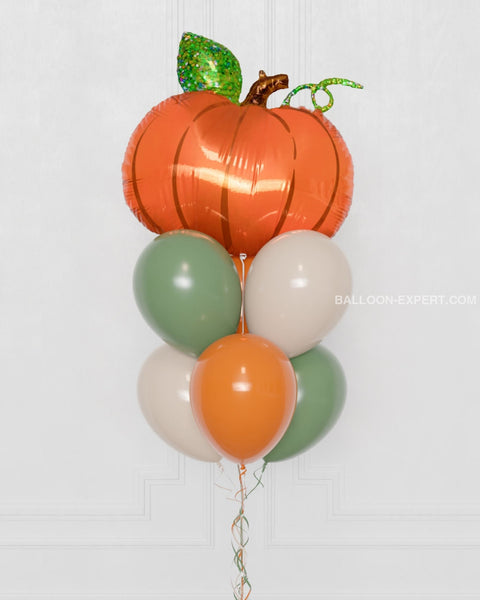 Fall Pumpkin Balloon Bouquet, 7 Balloons, close up image