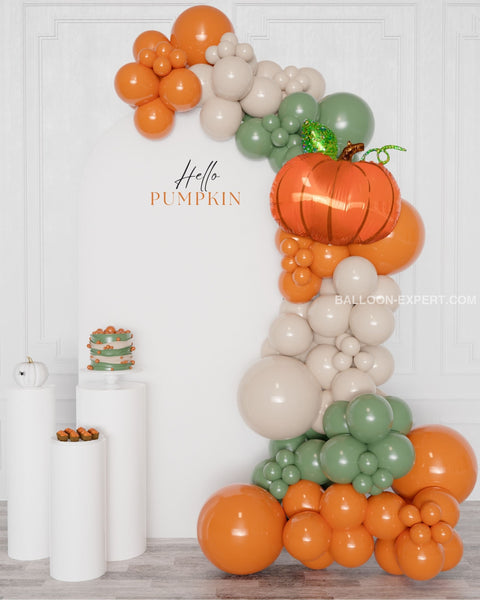 Fall Pumpkin Balloon Garland, 12ft, inflated with air, sold by Balloon Expert