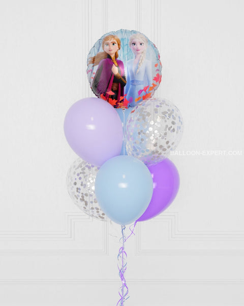 Frozen Foil Confetti Balloon Bouquet , 7 balloons, close up image
