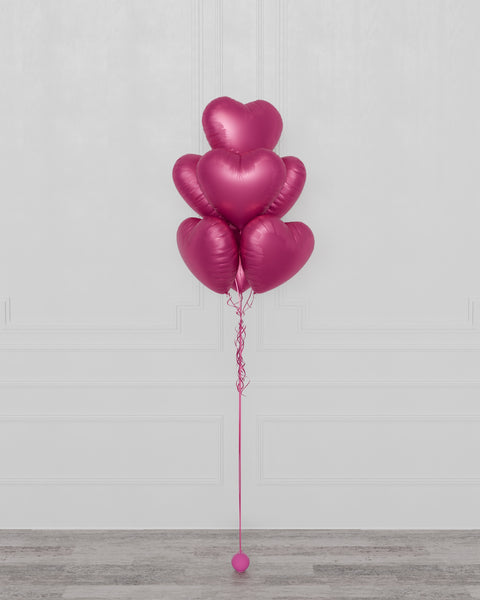 Fuchsia Heart Foil Balloon Bouquet, 7 Balloons, full image, sold by Balloon Expert