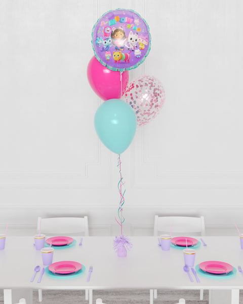 Gabby's Dollhouse Confetti Foil Balloon Bouquet, 4 Balloons from Balloon Expert