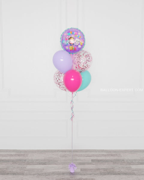 Gabby's Dollhouse Foil Confetti Balloon Bouquet, 7 balloons, full image