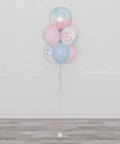 Gender Reveal Balloon Bouquet in Pink, Blue, and White latex balloons