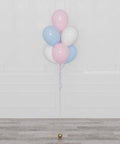 Gender Reveal Balloon Bouquet, 7 Balloons in Pink, Blue, and White