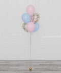 Gender Reveal Confetti Balloon Bouquet, 7 Balloons - Pink, Blue, and Gold