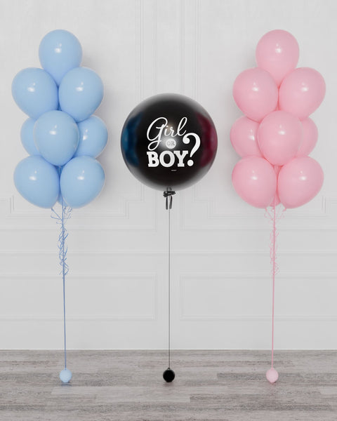 Gender Reveal Confetti Balloon Pop with Balloon Bouquets