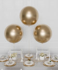 Gold Orbz Balloon Centerpiece, 3 Balloons, Helium Inflated