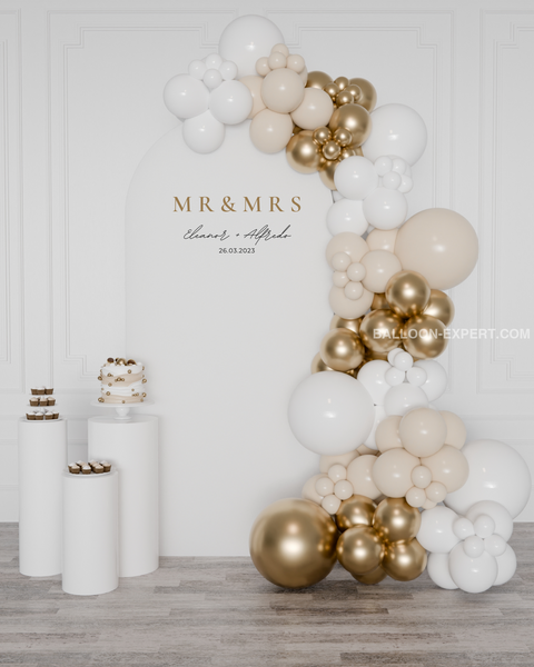 Gold, Cream, and White Balloon Garland, 12 ft from Balloon Expert