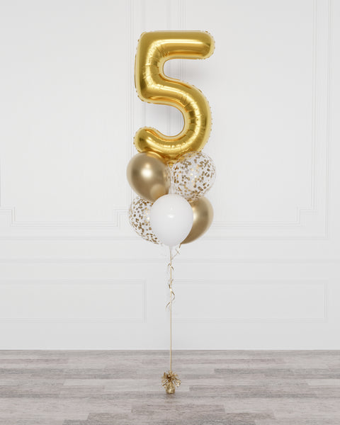 Customize Number Confetti Balloon Bouquet - 6 Balloons