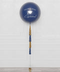 Graduation Blue Jumbo Balloon with Tassels, Inflated with Helium