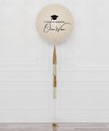 Graduation Cashmere and Gold Jumbo Balloon with Tassels, Inflated with Helium