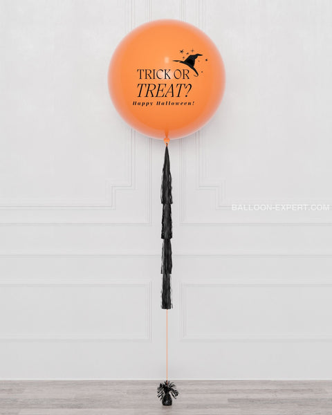 Halloween Classic Custom Jumbo Balloon with Tassels, inflated with helium