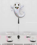 Halloween Ghost Supershape Balloon with Tassel, inflated with helium