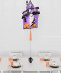 Halloween Haunted House Supershape Balloon with Tassel, inflated with helium