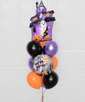 Halloween House Balloon Bouquet, 10 Balloons, close up image, sold by Balloon Expert