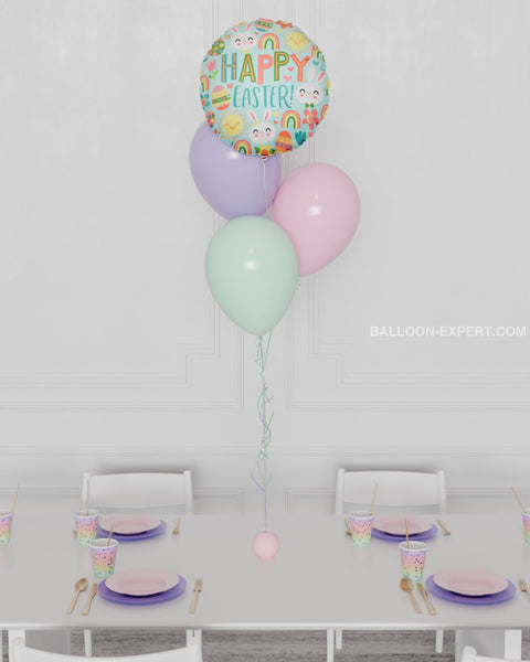 Happy Easter Foil Balloon Bouquet, 4 Balloons, Helium Inflated