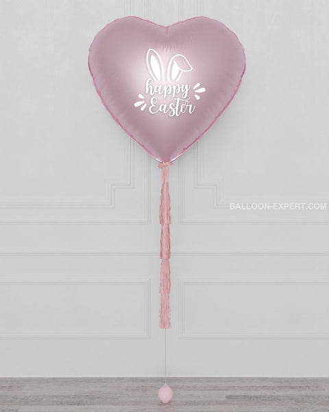 Happy Easter Pink Giant Heart Balloon, Helium Inflated