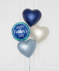 Happy Father's Day Heart Foil Balloon Bouquet, 4 Balloons, Close Up Image