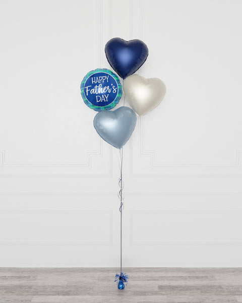 Happy Father's Day Heart Foil Balloon Bouquet, 4 Balloons, Full Image