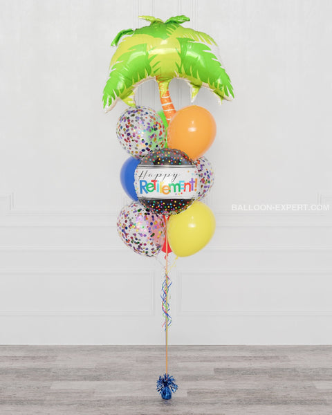 Happy Retirement Palm Confetti Balloon Bouquet, 10 Balloons, sold by Balloon Expert