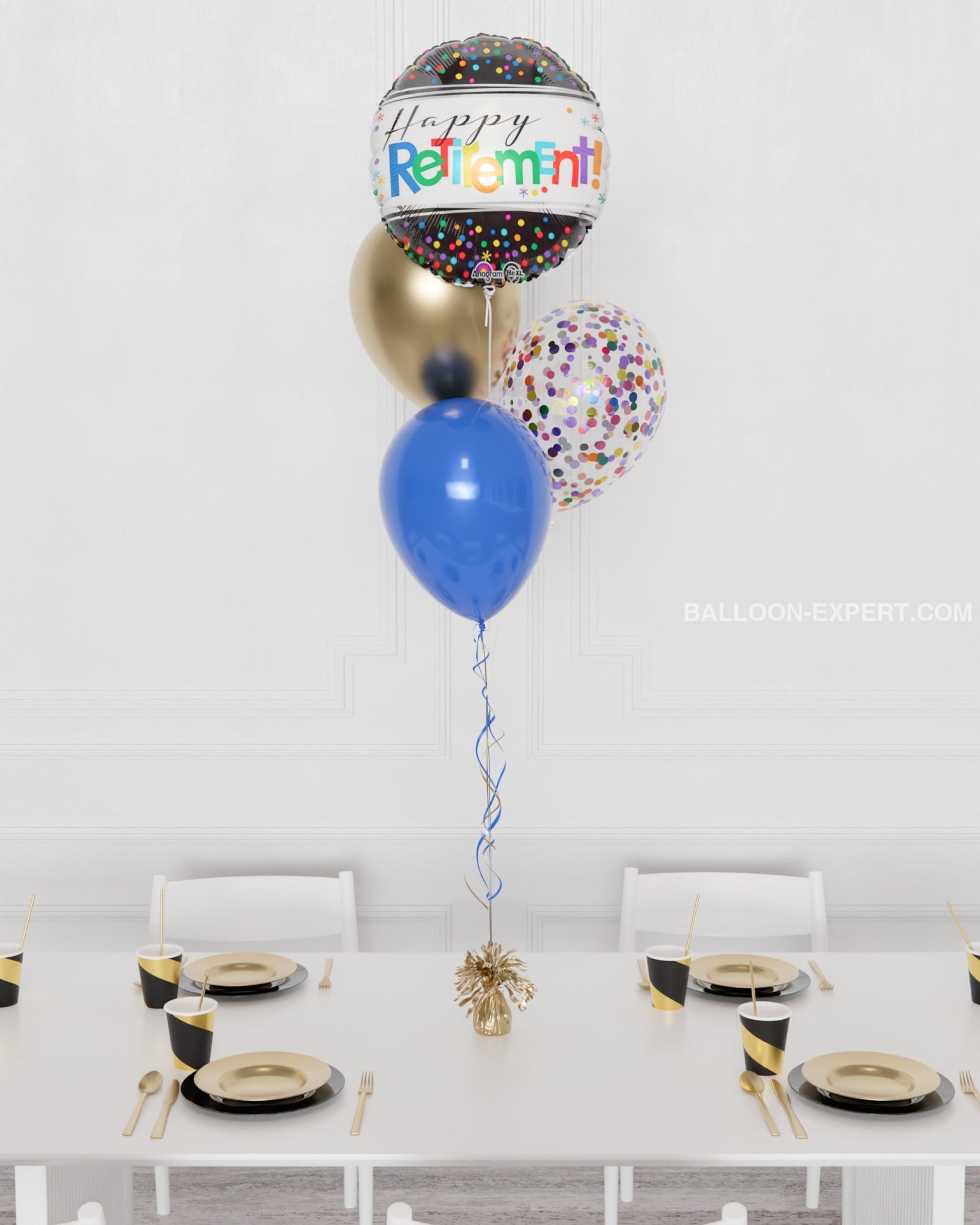 Happy Retirement Rainbow Foil Confetti Balloon Bouquet - Balloon Expert