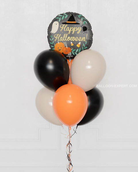 Happy Halloween Balloon Bouquet, 7 Balloons, close up image