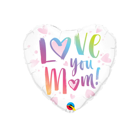Ballon mylar 18 pouces en forme de coeur Love You Mom!