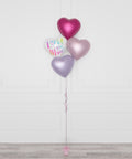 Love You Mom Heart Foil Balloon Bouquet, 4 Balloons