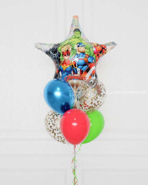 Marvel's Avengers- Supershape Confetti Balloon Bouquet close up