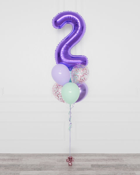 Mermaid Number Confetti Balloon Bouquet, 7 Balloons, full image, sold by Balloon Expert