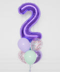 Mermaid Number Confetti Balloon Bouquet, 7 Balloons, close up image, sold by Balloon Expert