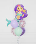 Mermaid Supershape Confetti Balloon Bouquet, close up image
