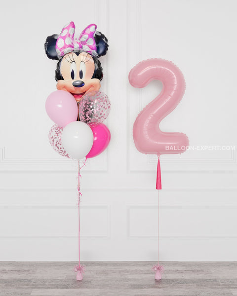 Minnie Mouse Supershape Confetti Balloon Bouquet and Number Balloon