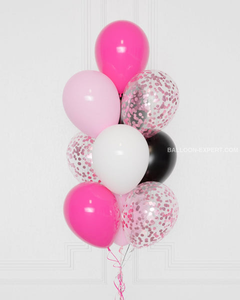 Minnie Mouse Confetti Balloon Bouquet, 10 Balloons, Close Up Image