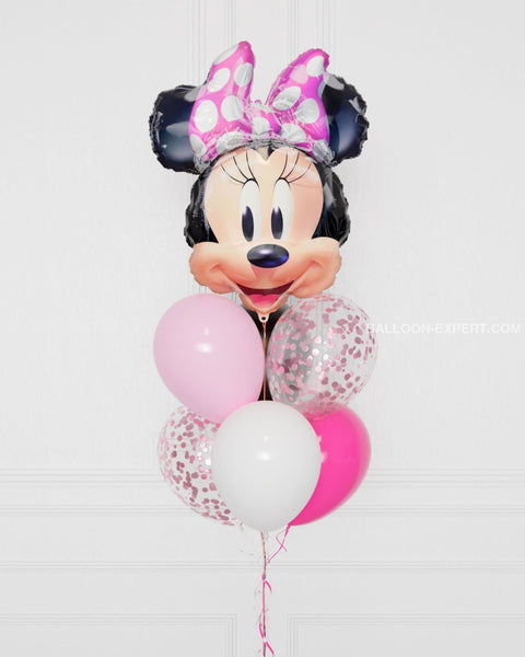 Minnie Mouse Supershape Confetti Balloon Bouquet, close up image, Balloon Expert