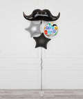 Mustache Foil Balloon Bouquet, 4 Balloons, full image