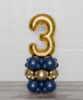 Navy Blue and Gold Number Balloon Column from Balloon Expert