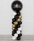 Black, White, and Gold Jumbo Balloon Column for New Year