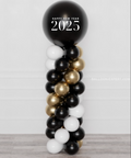 Happy New Year - Black, White, and Gold Jumbo Balloon Column sold by Balloon Expert