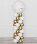 New Year - White and Gold Jumbo Balloon Column, sold by Balloon Expert