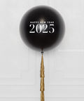 New Year's Eve Black and Gold Jumbo Balloon with Tassels, close up picture, 2026